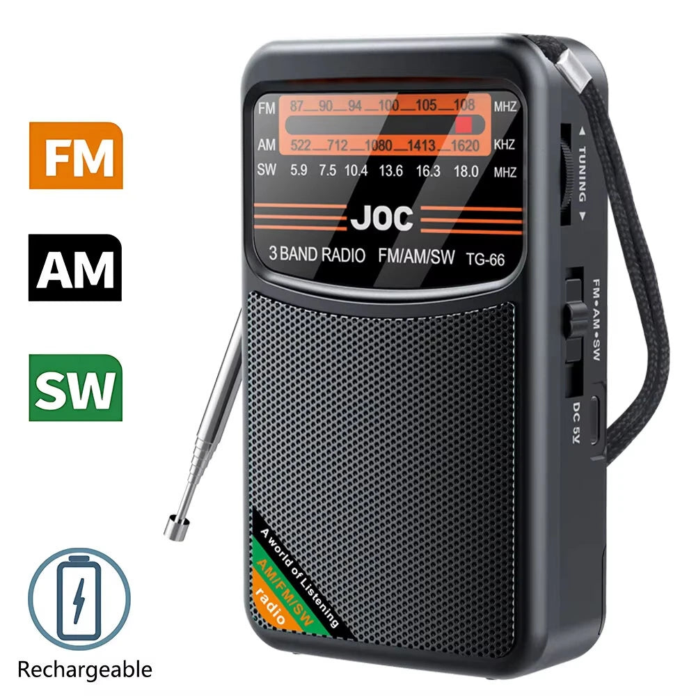 RADIO DE BOLSILLO CON BATERÍA RECARGABLE