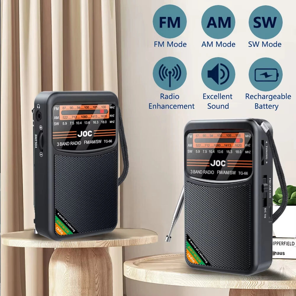 RADIO DE BOLSILLO CON BATERÍA RECARGABLE