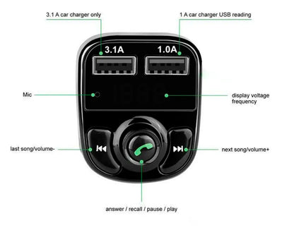 REPRODUCTOR MP3 BLUETOOTH PARA CARRO + GRATIS SOPORTE MAGNETICO DE CELULAR