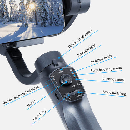 Estabilizador de cardán inteligente de 3 ejes F10 | Palo de selfie automático, rotación de 360 grados, seguimiento facial, APP