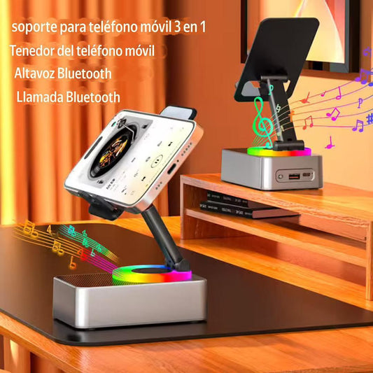 SOPORTE PARA TELEFONO CON AUDIO Y BLUETOOTH 3 en 1