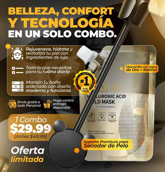 Combo Mascarilla de Oro + Soporte secador de pelo