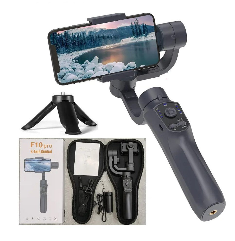 Estabilizador de cardán inteligente de 3 ejes F10 | Palo de selfie automático, rotación de 360 grados, seguimiento facial, APP